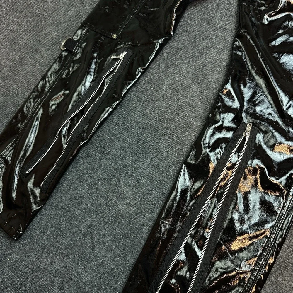 Tripp NYC PVC Vinyl BONDAGE Pants Classic Slim Straight Black Hardware Goth Emo